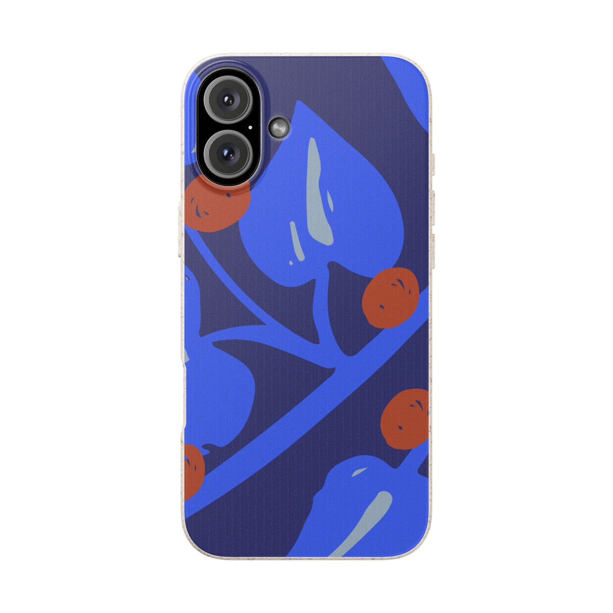 Biodegradable Phone Case — Bold Blue Abstract Floral Berry Design