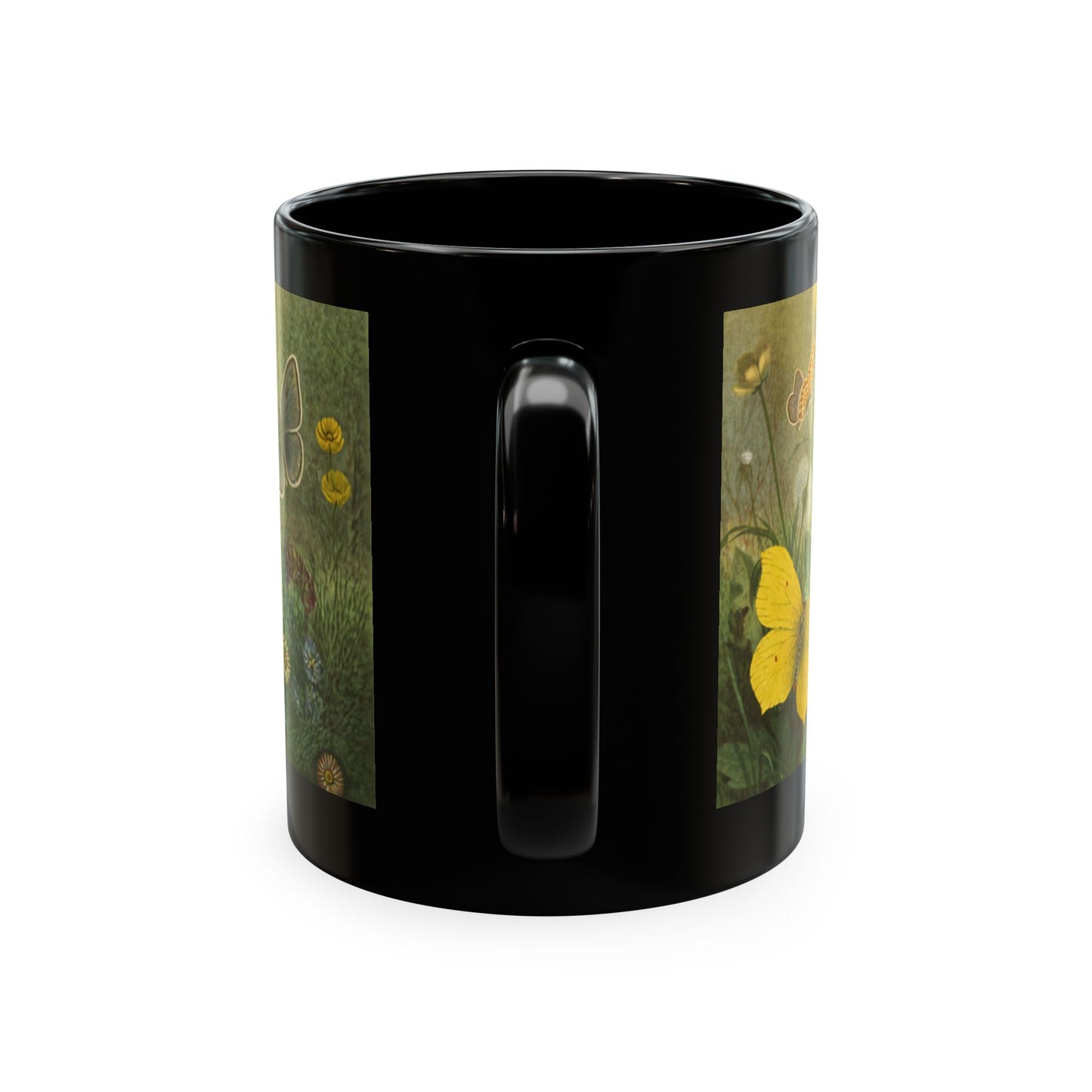 Butterfly Meadow Ceramic Mug — Vintage Nature Art Coffee Cup