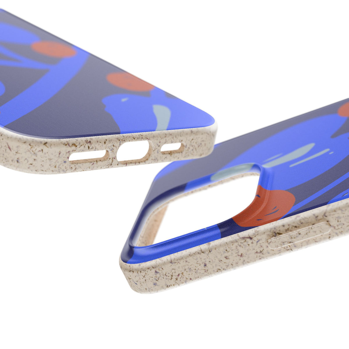Biodegradable Phone Case — Bold Blue Abstract Floral Berry Design