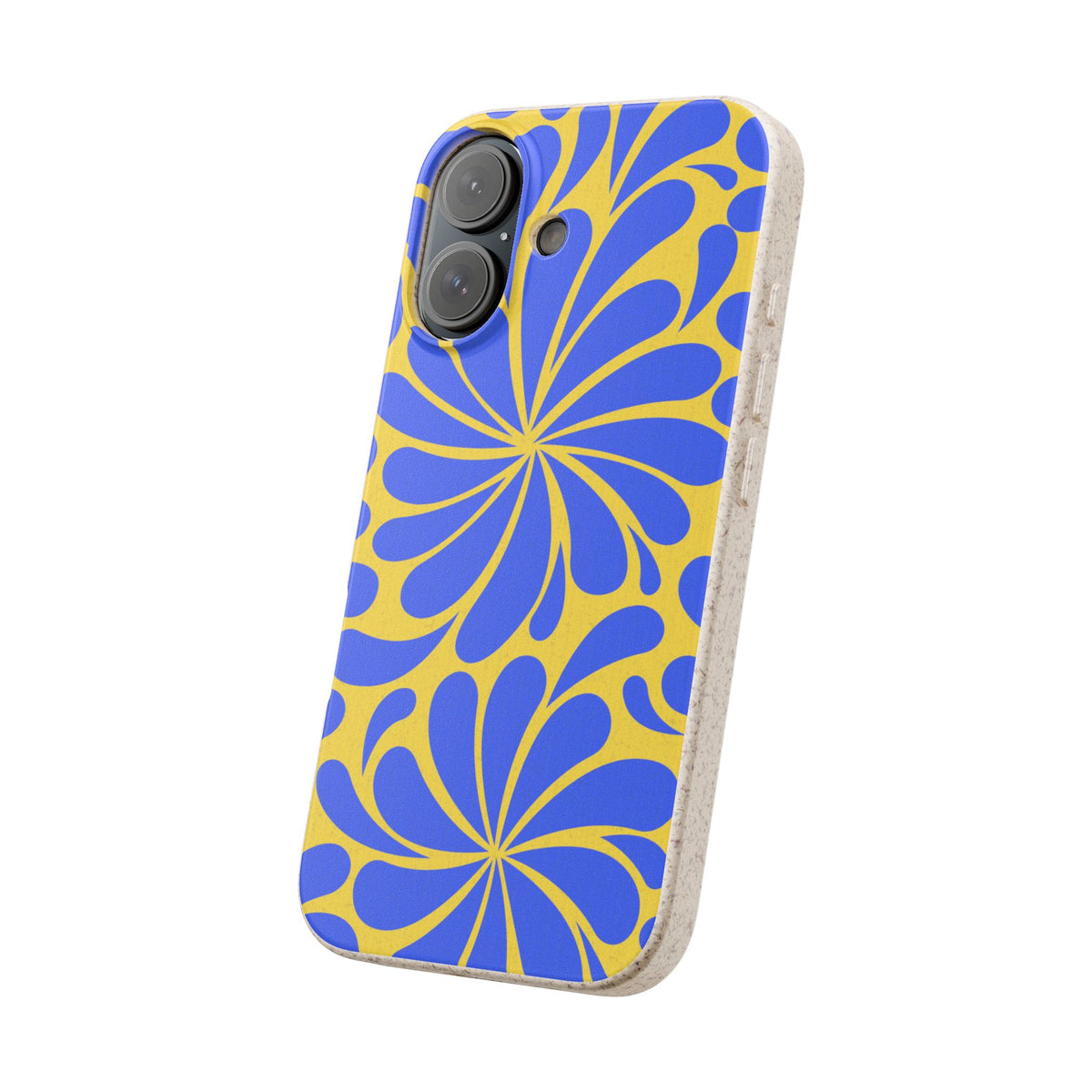 Biodegradable Phone Case — Blue & Yellow Retro Swirl Eco Phone Cover