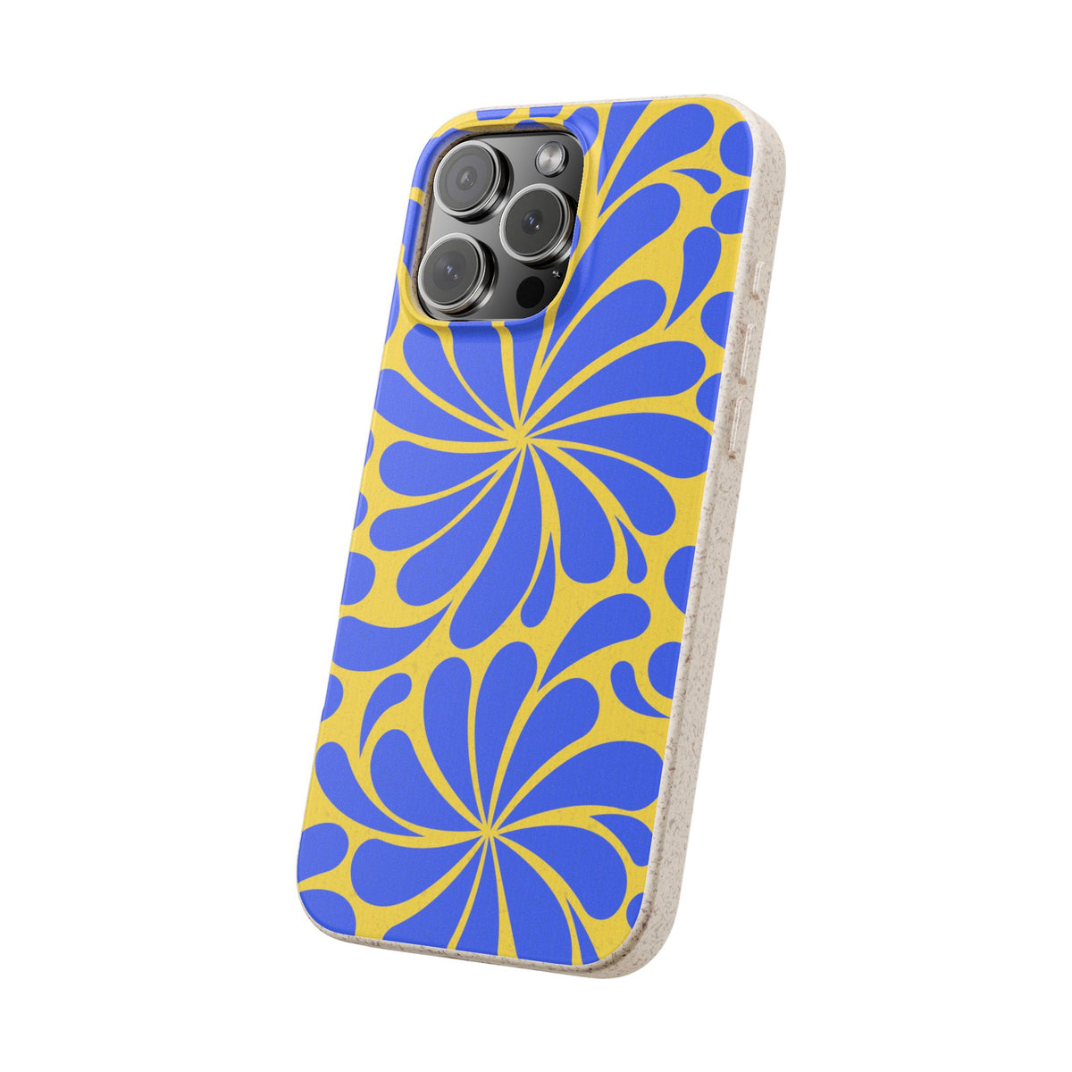Biodegradable Phone Case — Blue & Yellow Retro Swirl Eco Phone Cover