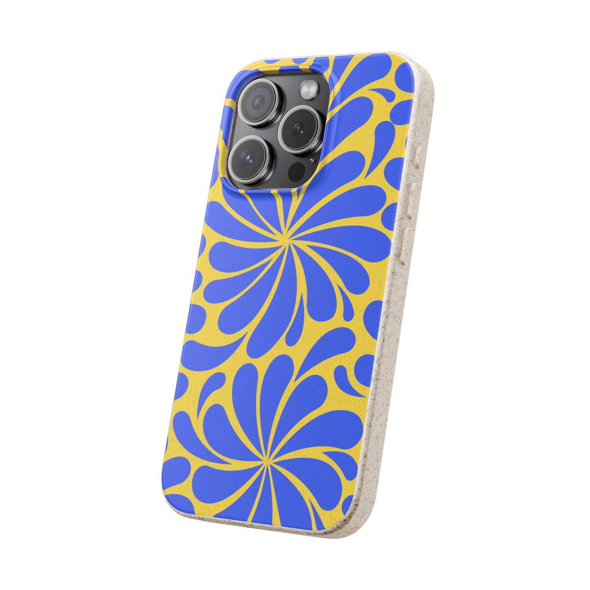 Biodegradable Phone Case — Blue & Yellow Retro Swirl Eco Phone Cover