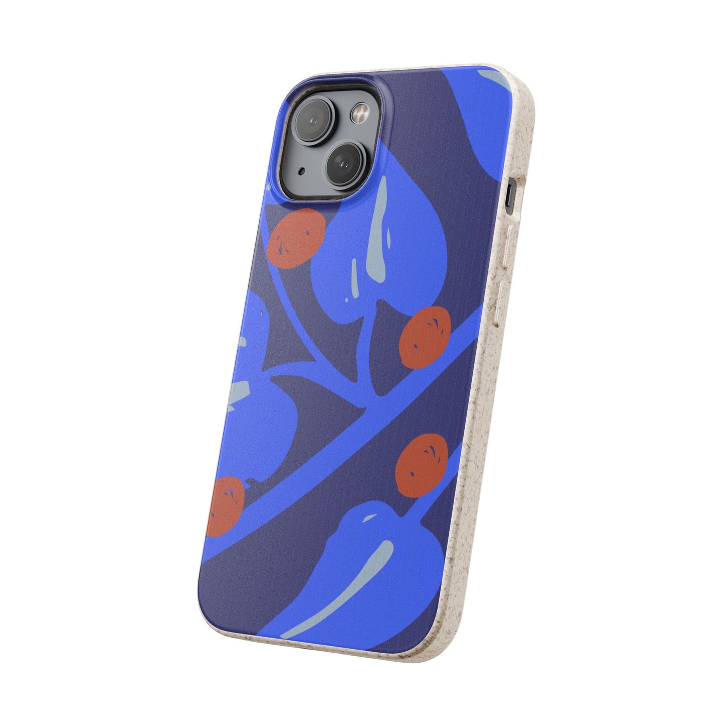 Biodegradable Phone Case — Bold Blue Abstract Floral Berry Design