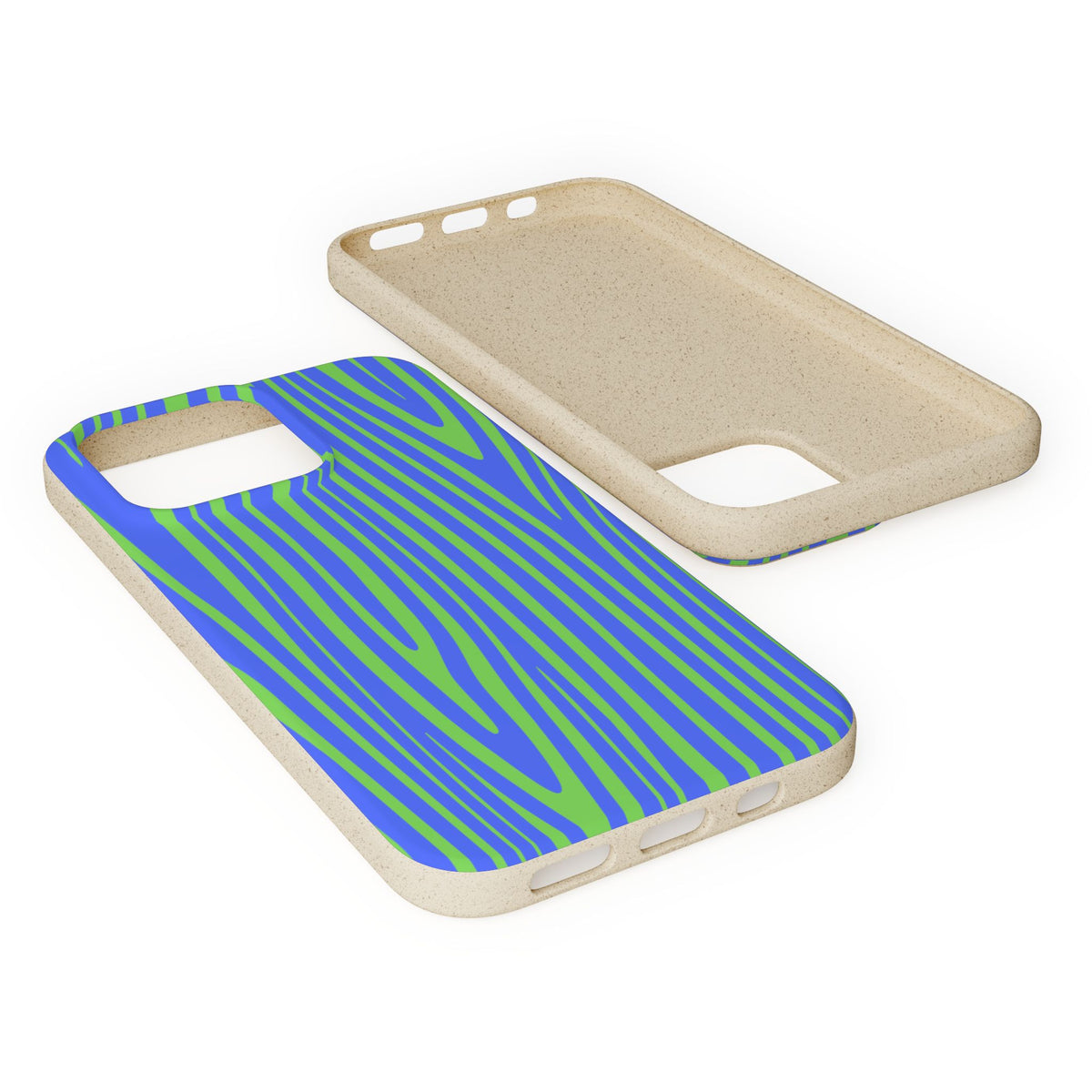 Eco Woodgrain Phone Case — Biodegradable Blue & Green Pattern