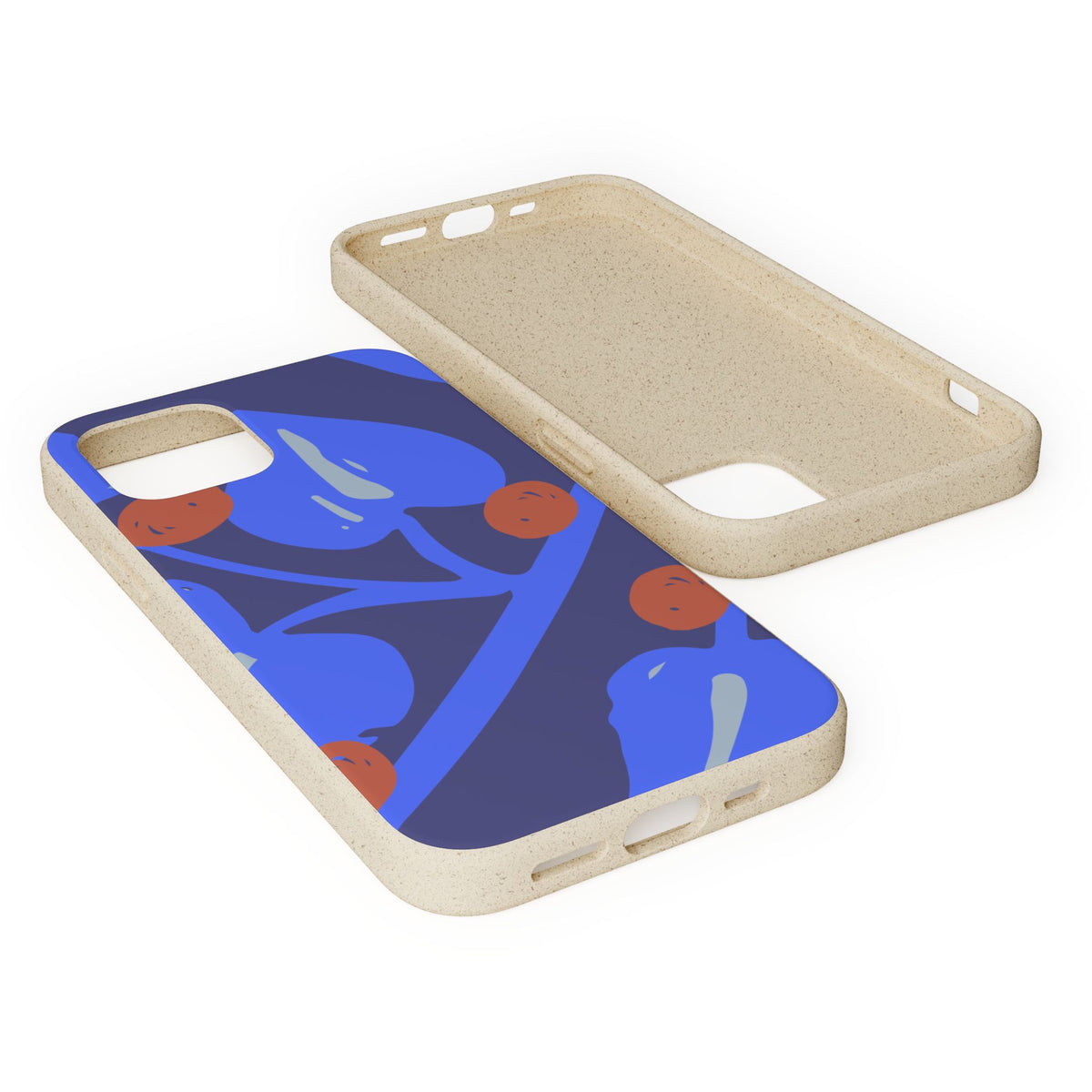 Biodegradable Phone Case — Bold Blue Abstract Floral Berry Design