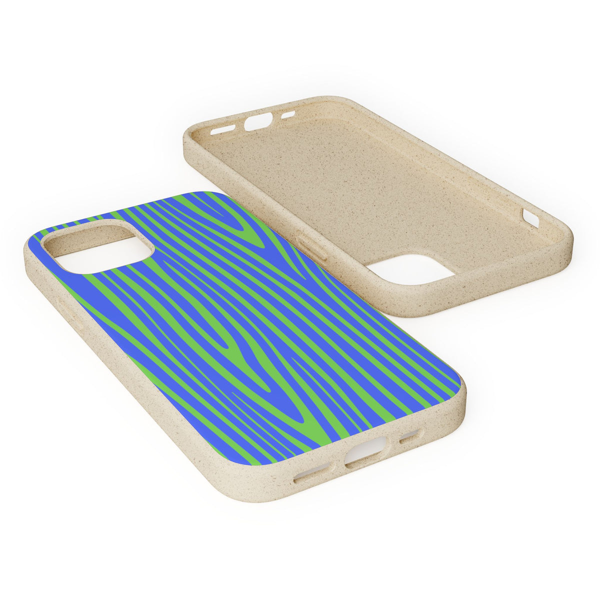 Eco Woodgrain Phone Case — Biodegradable Blue & Green Pattern