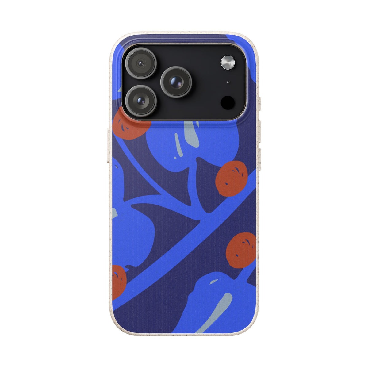 Biodegradable Phone Case — Bold Blue Abstract Floral Berry Design