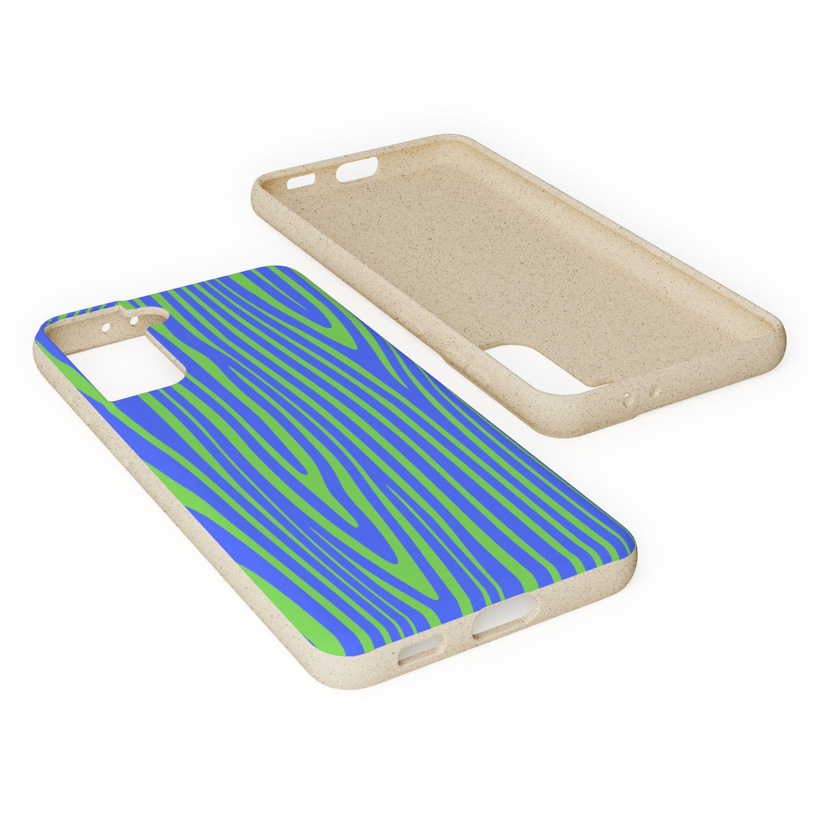 Eco Woodgrain Phone Case — Biodegradable Blue & Green Pattern