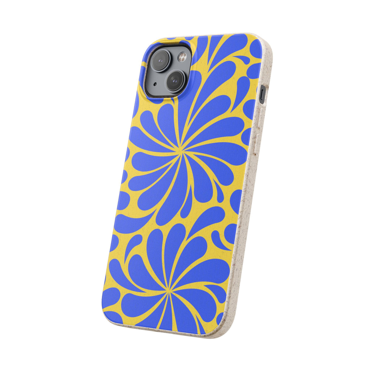 Biodegradable Phone Case — Blue & Yellow Retro Swirl Eco Phone Cover