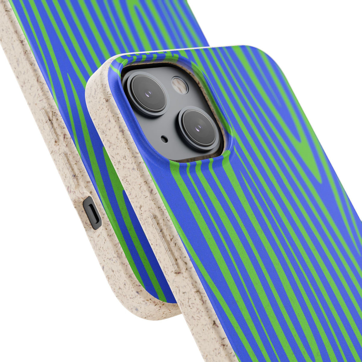 Eco Woodgrain Phone Case — Biodegradable Blue & Green Pattern