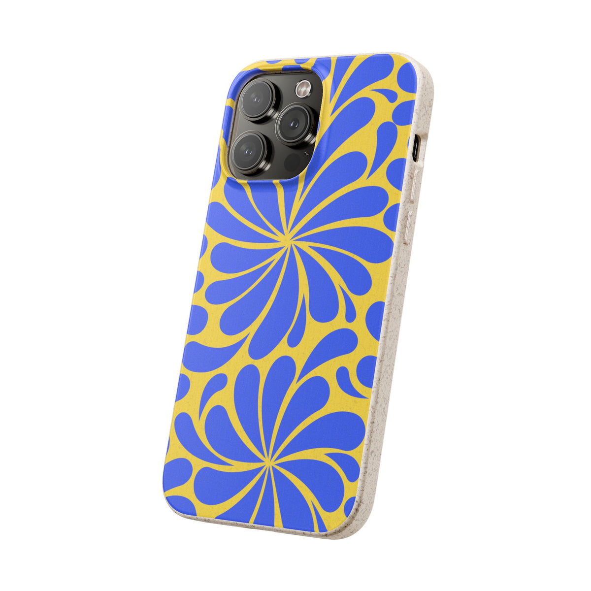 Biodegradable Phone Case — Blue & Yellow Retro Swirl Eco Phone Cover