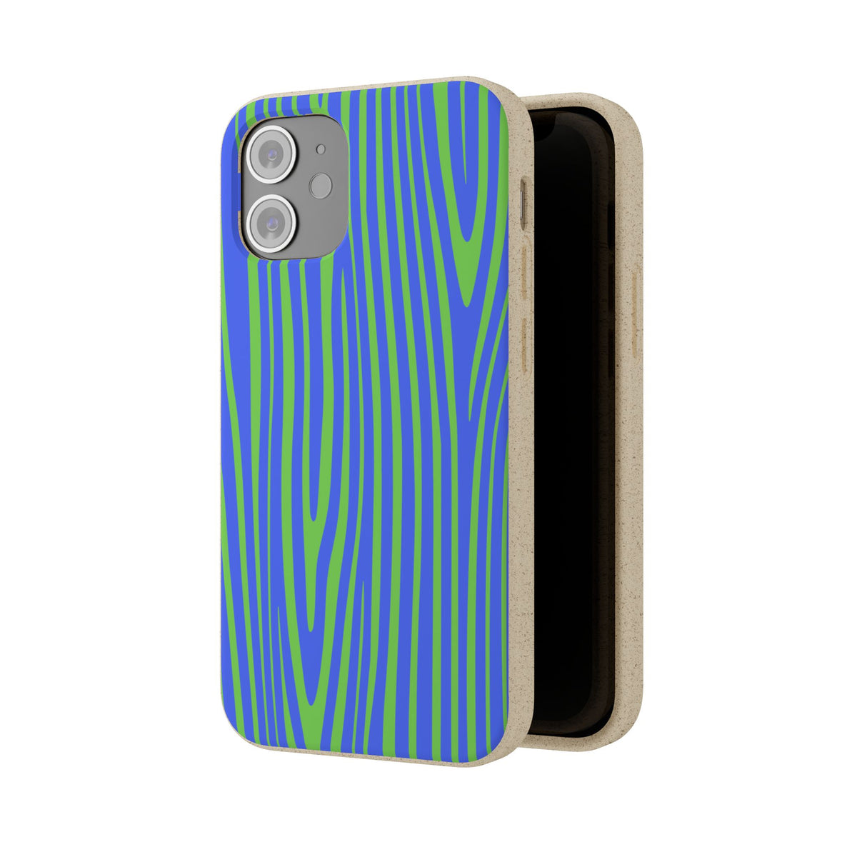 Eco Woodgrain Phone Case — Biodegradable Blue & Green Pattern
