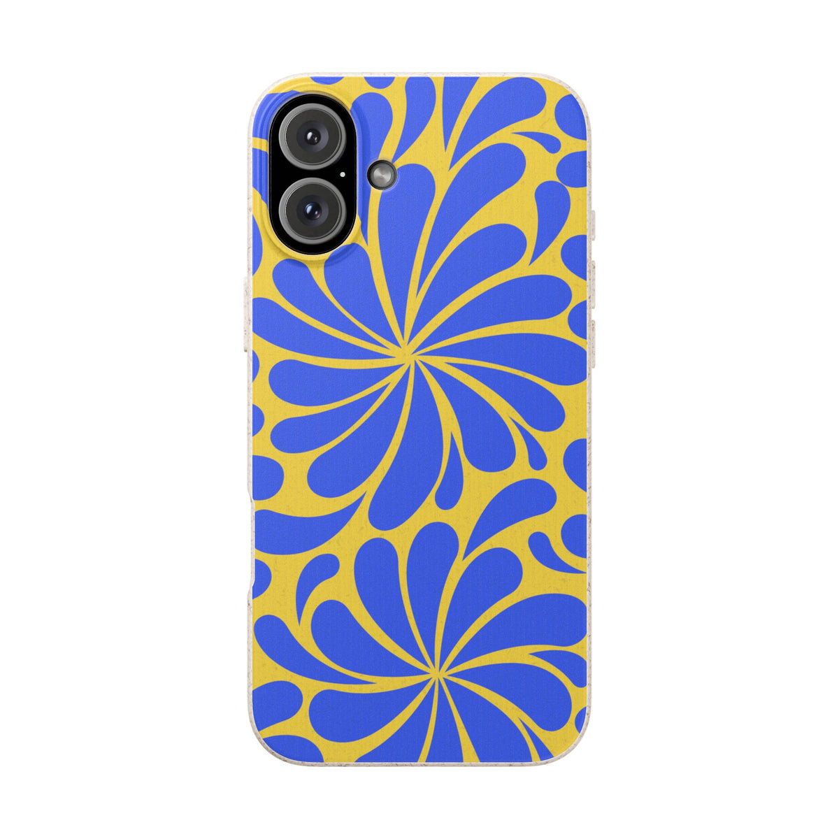 Biodegradable Phone Case — Blue & Yellow Retro Swirl Eco Phone Cover