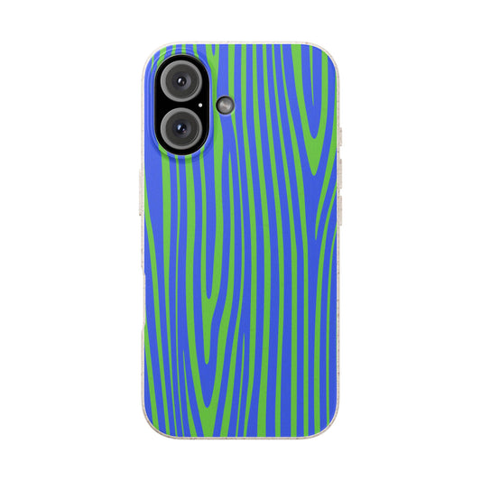Eco Woodgrain Phone Case — Biodegradable Blue & Green Pattern