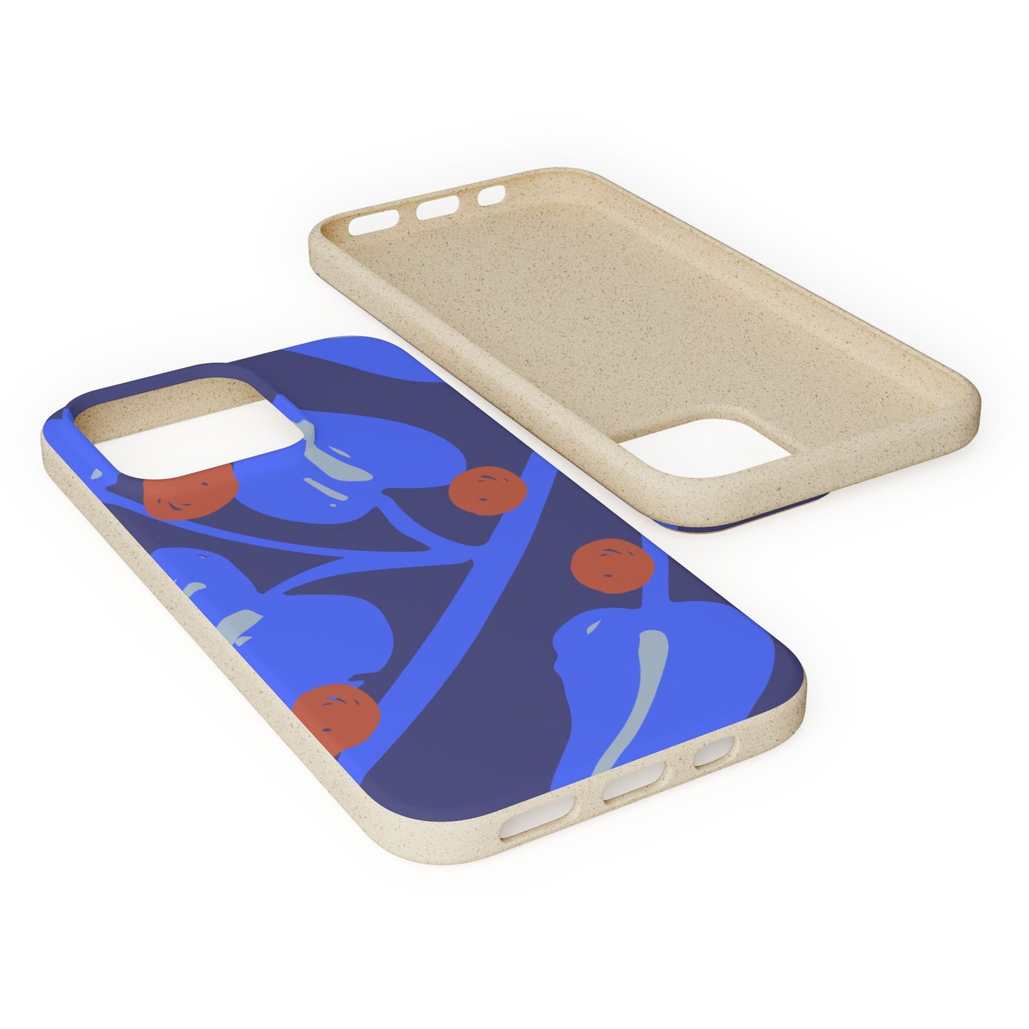 Biodegradable Phone Case — Bold Blue Abstract Floral Berry Design