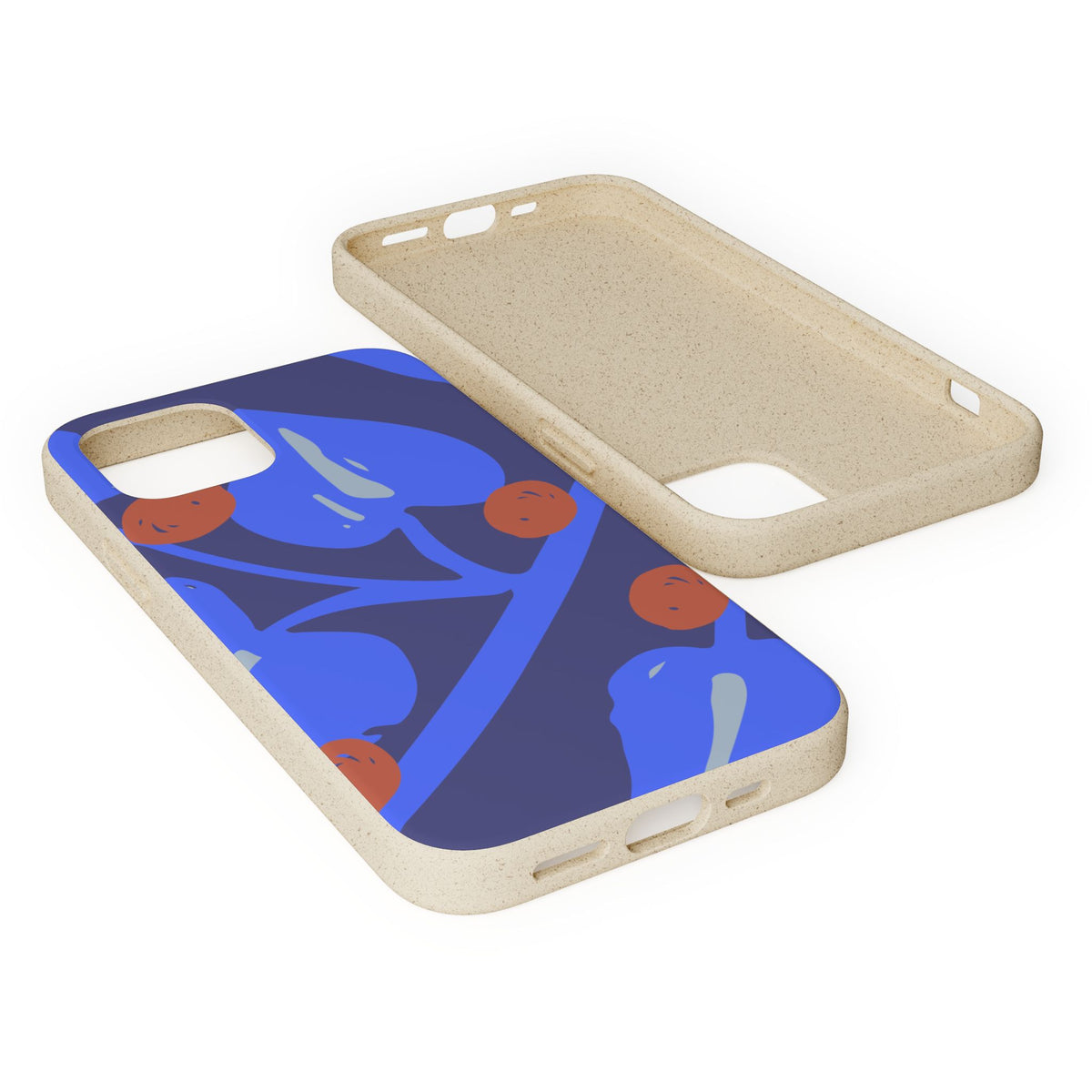 Biodegradable Phone Case — Bold Blue Abstract Floral Berry Design