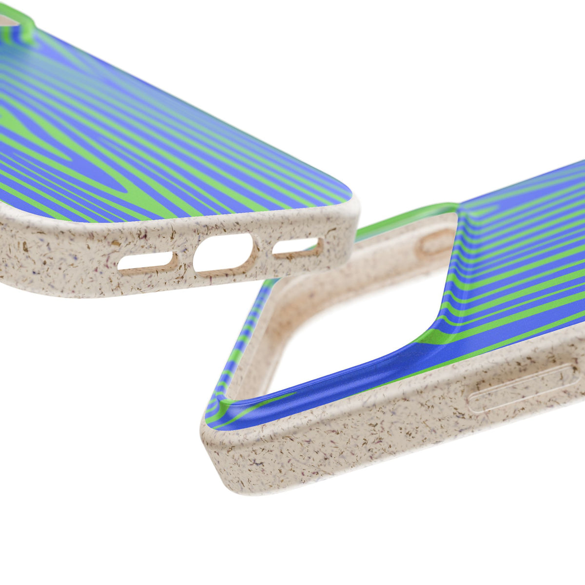 Eco Woodgrain Phone Case — Biodegradable Blue & Green Pattern