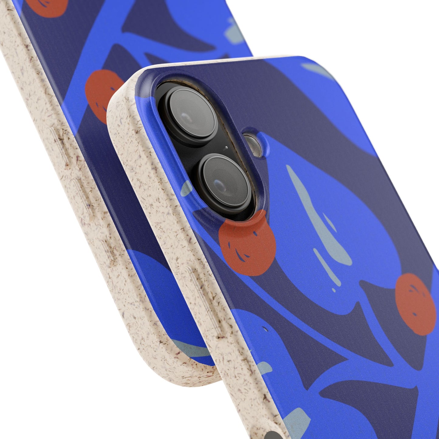 Biodegradable Phone Case — Bold Blue Abstract Floral Berry Design
