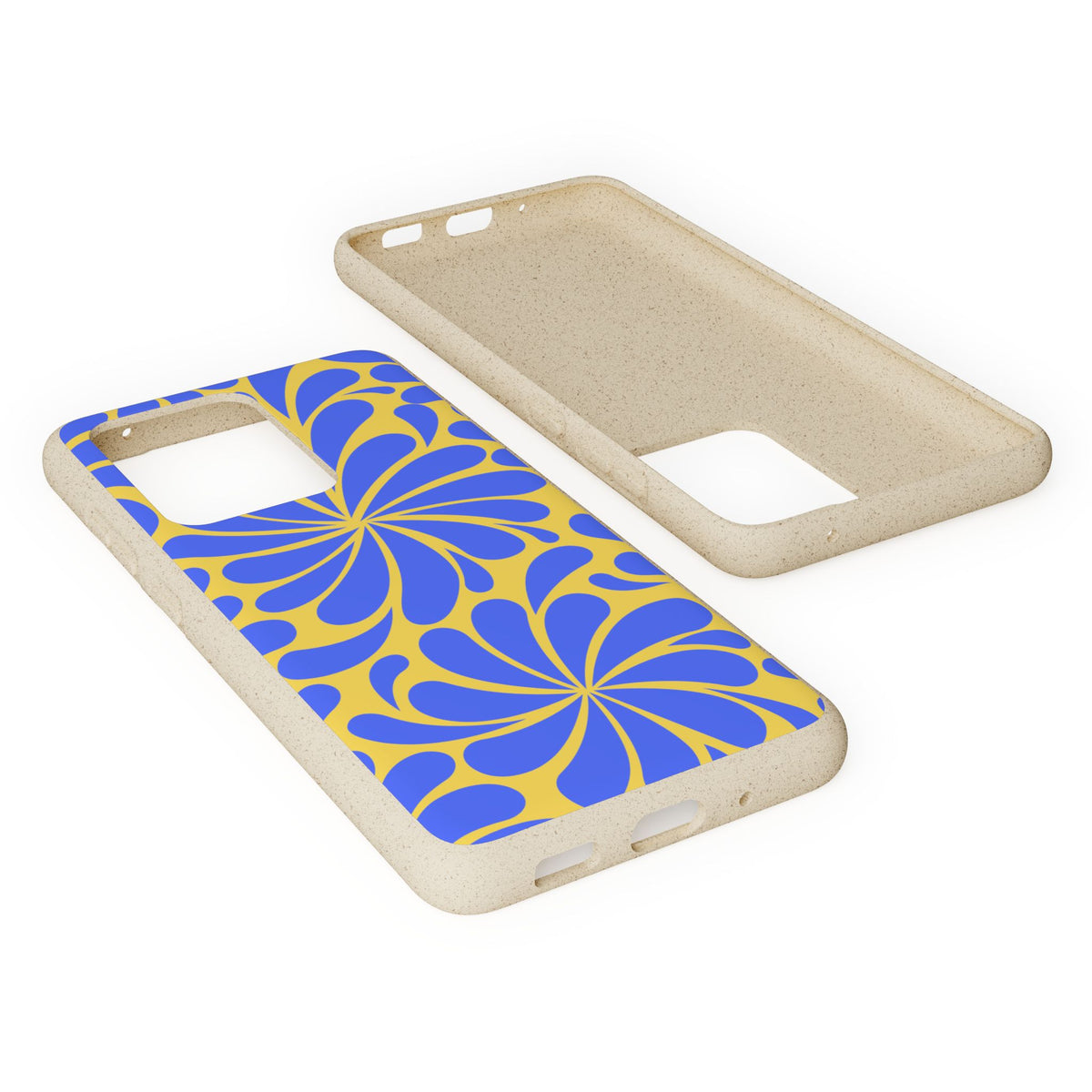 Biodegradable Phone Case — Blue & Yellow Retro Swirl Eco Phone Cover