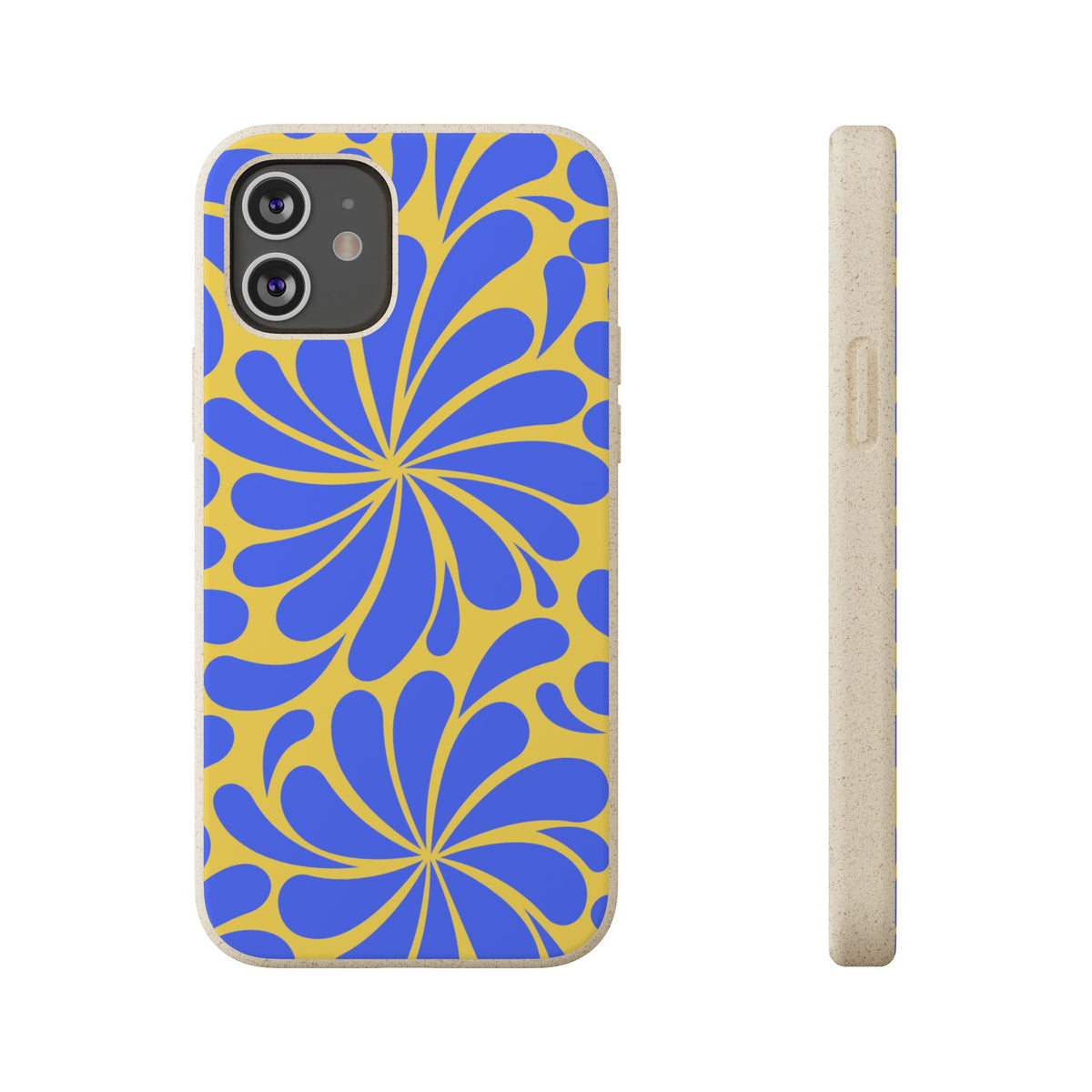 Biodegradable Phone Case — Blue & Yellow Retro Swirl Eco Phone Cover