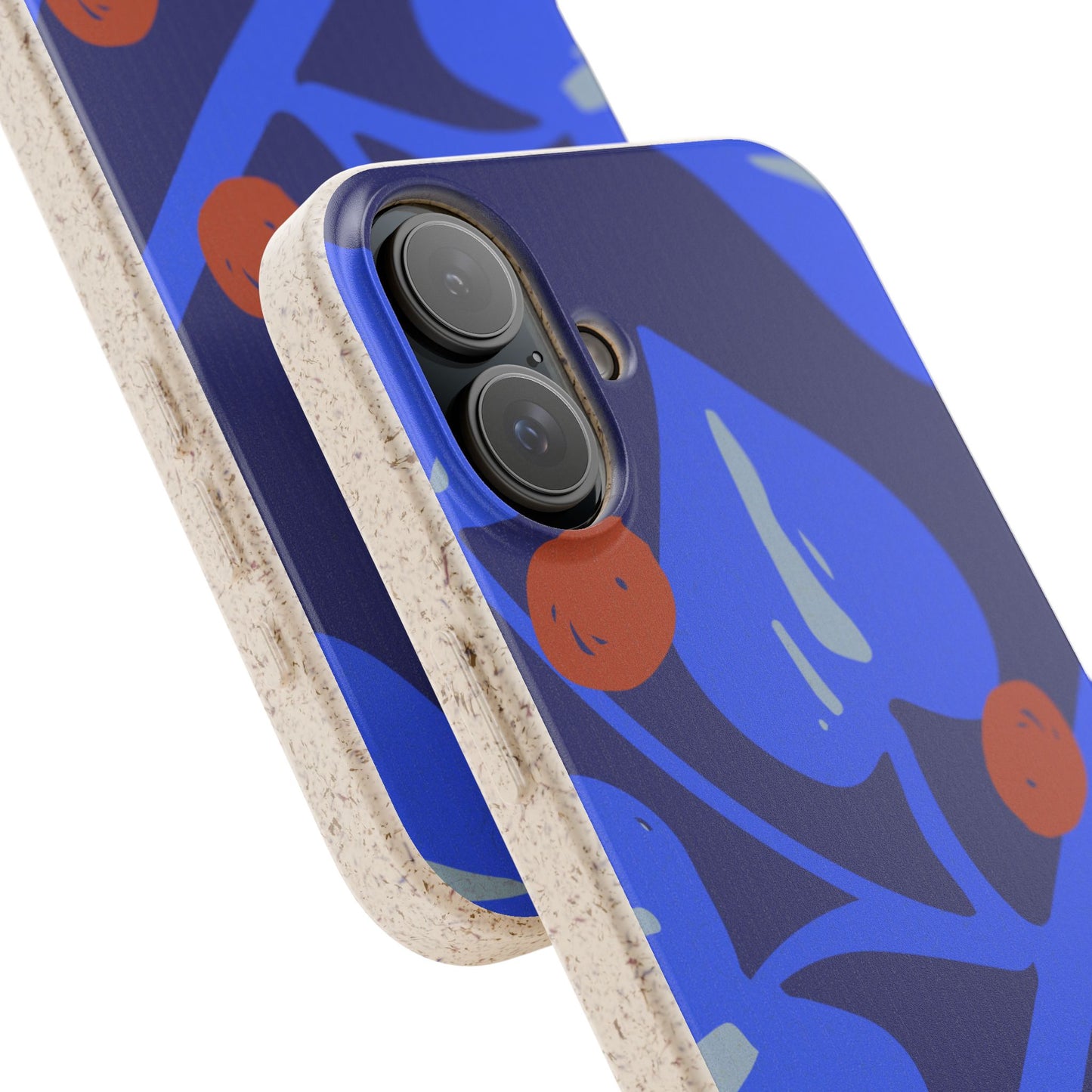 Biodegradable Phone Case — Bold Blue Abstract Floral Berry Design
