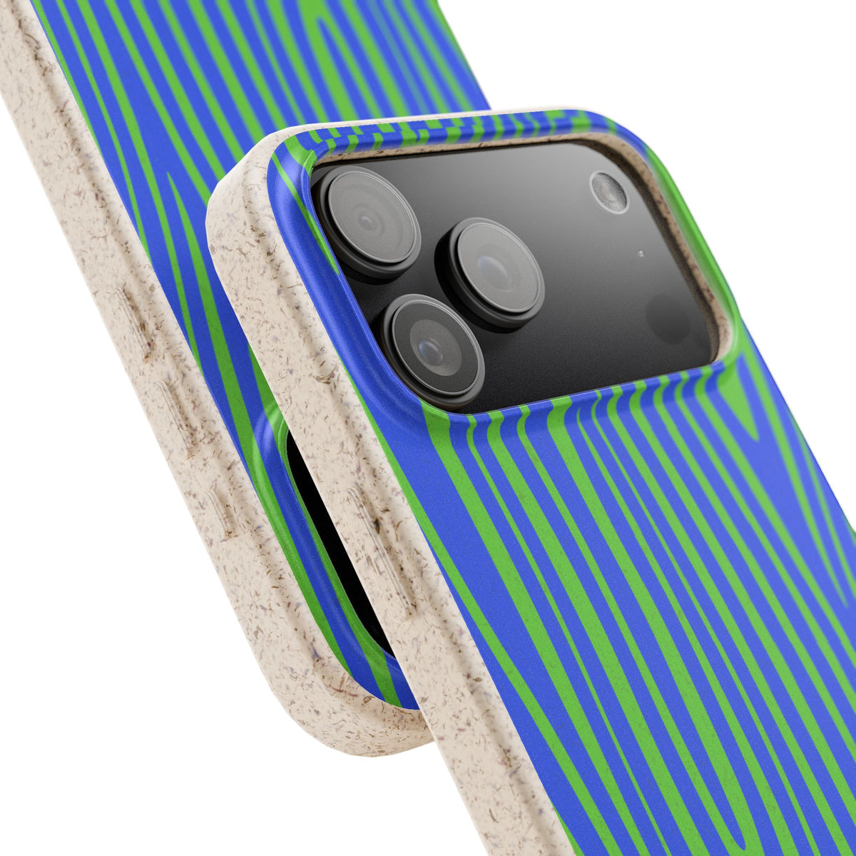 Eco Woodgrain Phone Case — Biodegradable Blue & Green Pattern