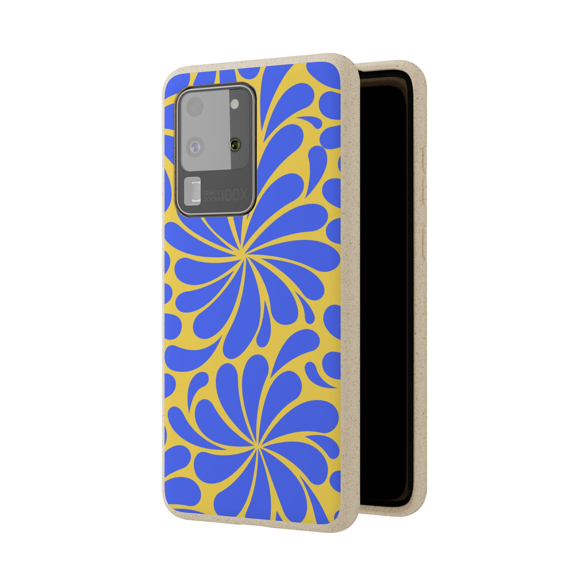 Biodegradable Phone Case — Blue & Yellow Retro Swirl Eco Phone Cover