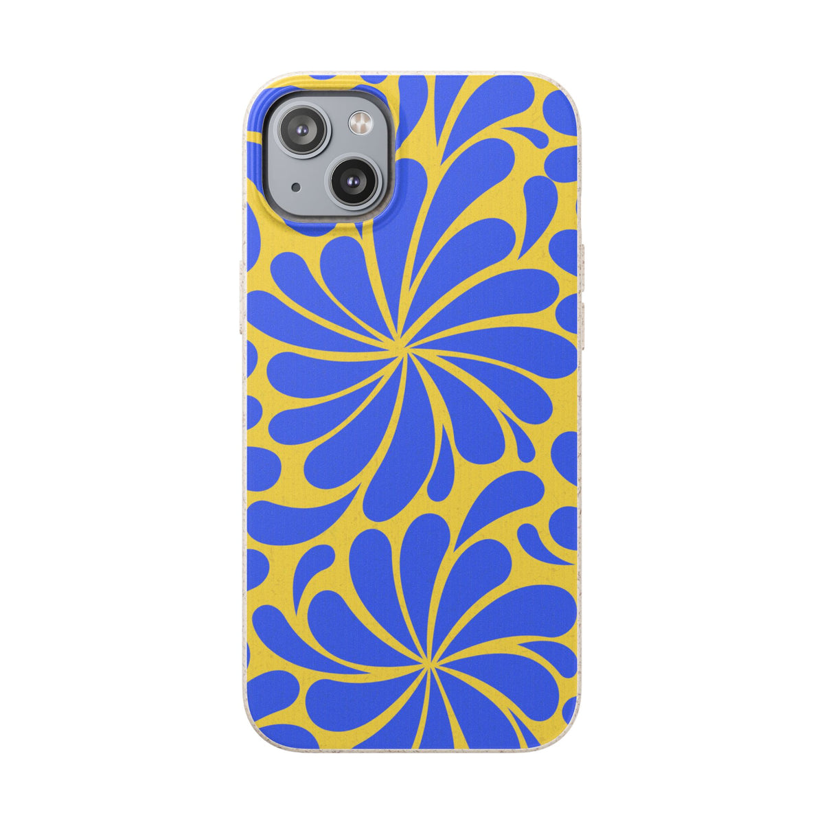 Biodegradable Phone Case — Blue & Yellow Retro Swirl Eco Phone Cover