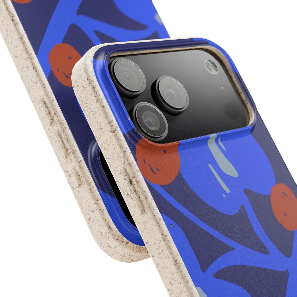 Biodegradable Phone Case — Bold Blue Abstract Floral Berry Design