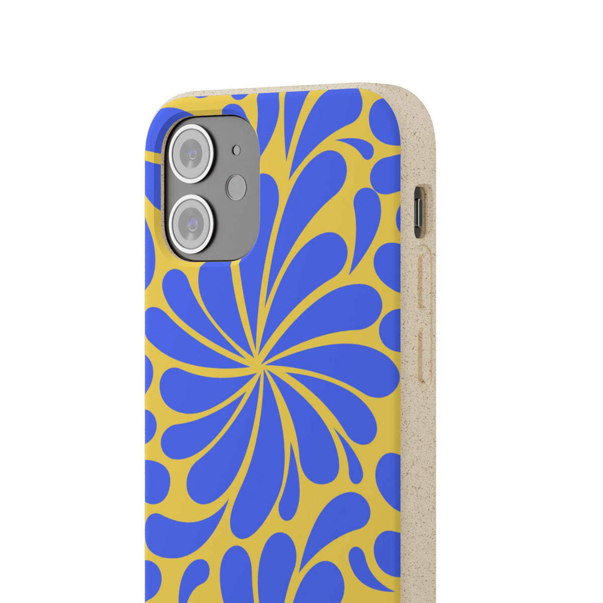 Biodegradable Phone Case — Blue & Yellow Retro Swirl Eco Phone Cover