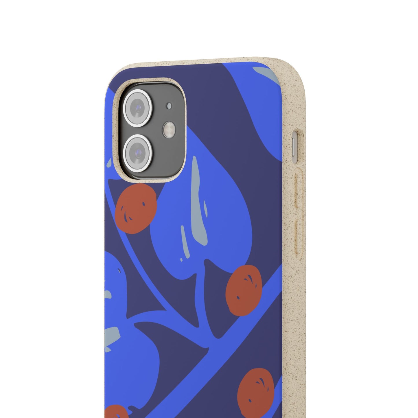Biodegradable Phone Case — Bold Blue Abstract Floral Berry Design