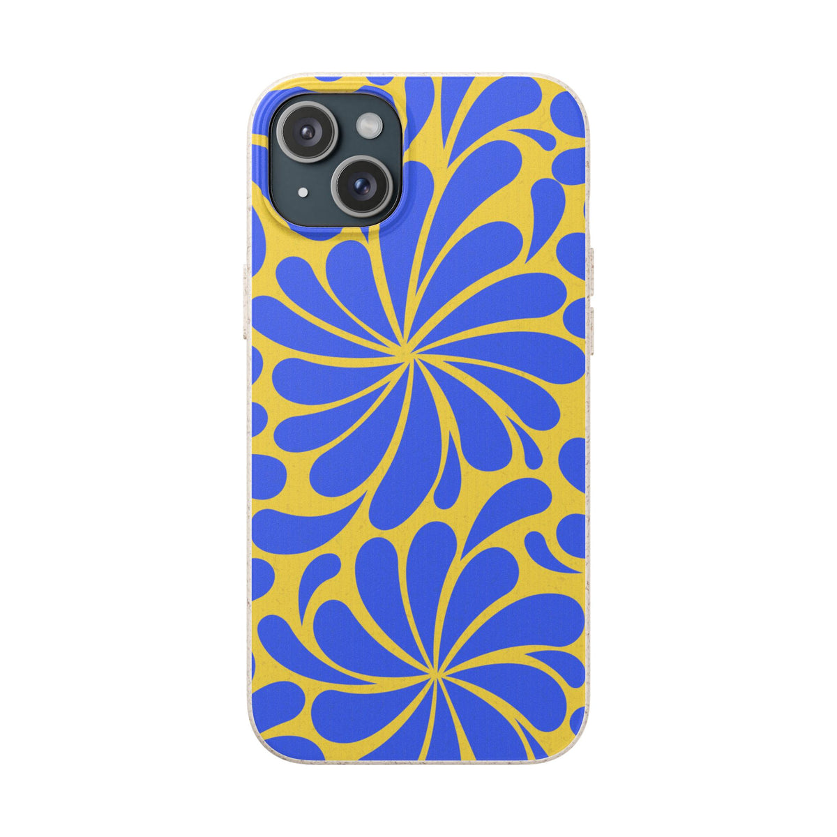 Biodegradable Phone Case — Blue & Yellow Retro Swirl Eco Phone Cover