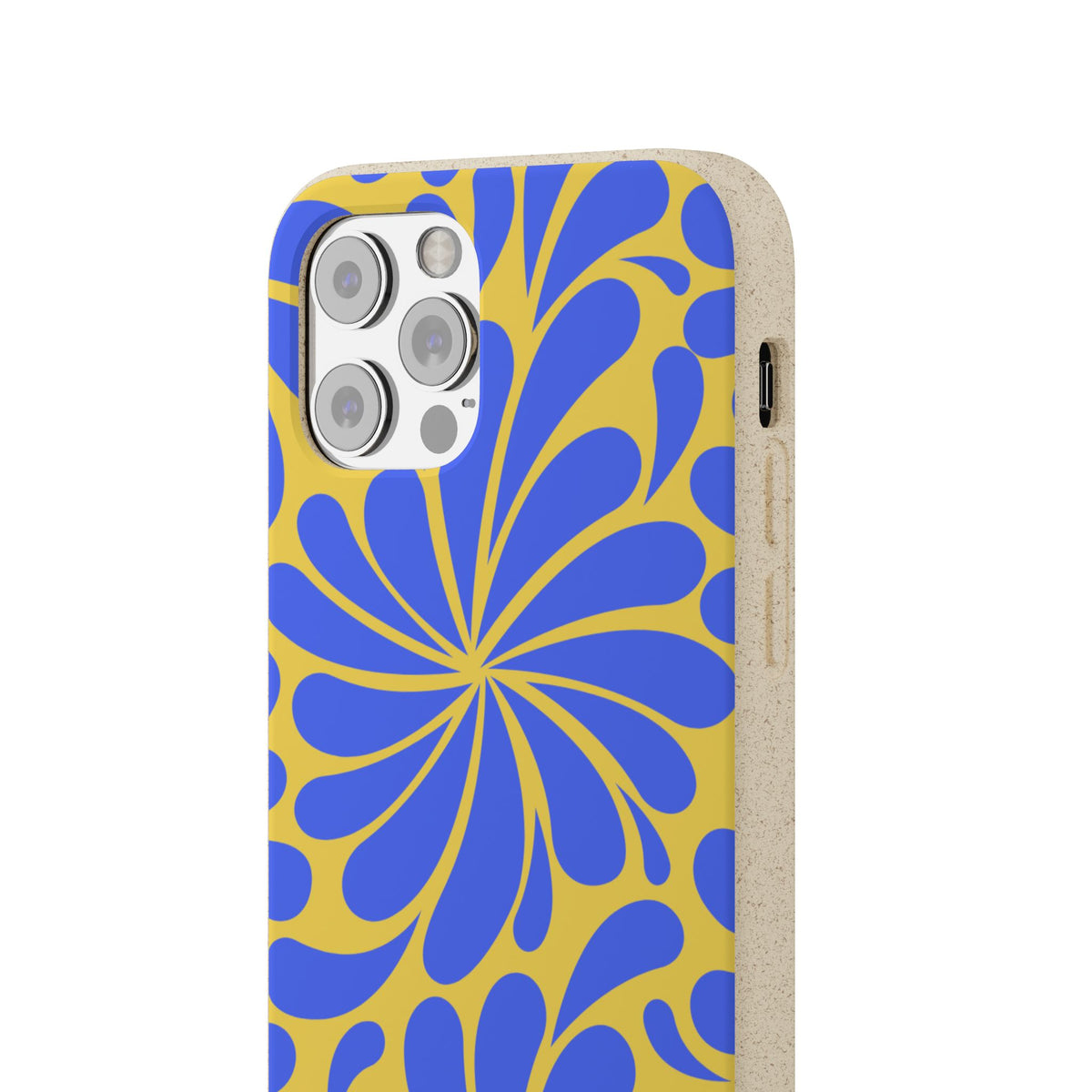 Biodegradable Phone Case — Blue & Yellow Retro Swirl Eco Phone Cover