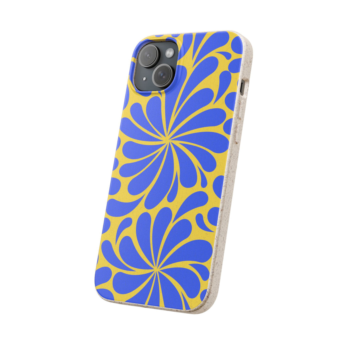 Biodegradable Phone Case — Blue & Yellow Retro Swirl Eco Phone Cover