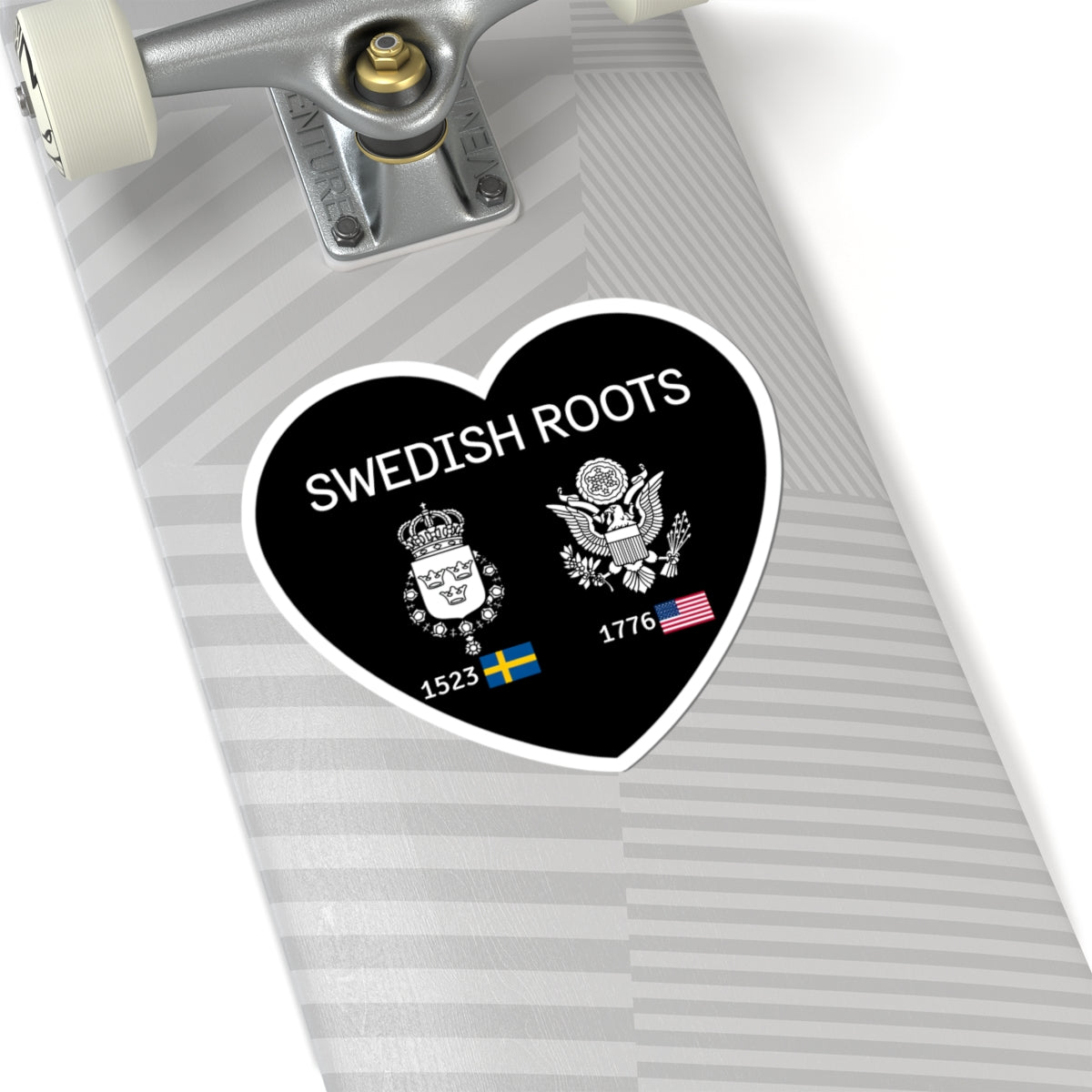 Swedish Roots Heart Sticker — Heritage Flags & Crest Kiss-Cut Sticker