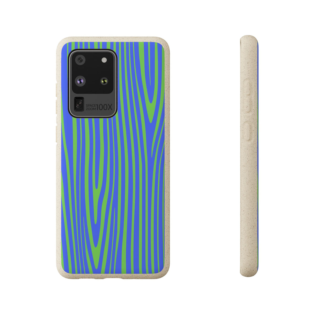 Eco Woodgrain Phone Case — Biodegradable Blue & Green Pattern