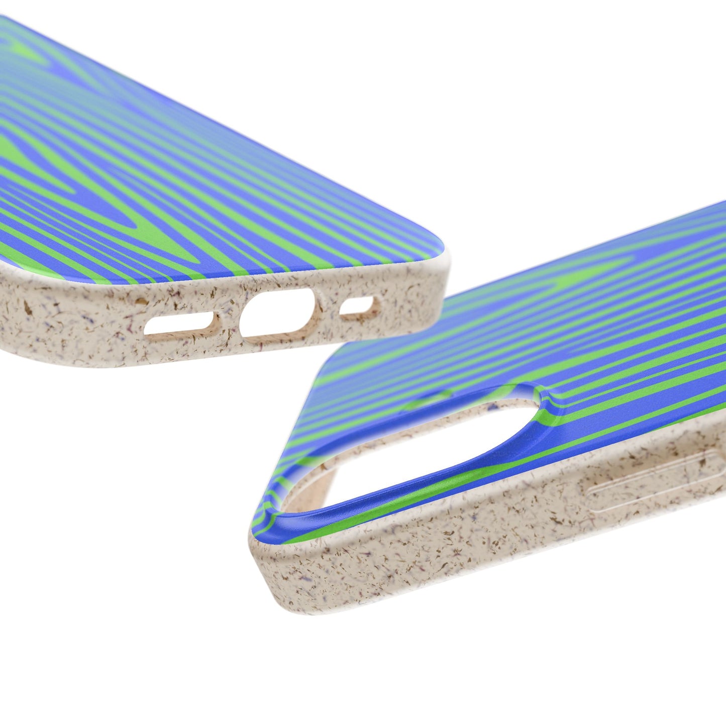 Eco Woodgrain Phone Case — Biodegradable Blue & Green Pattern