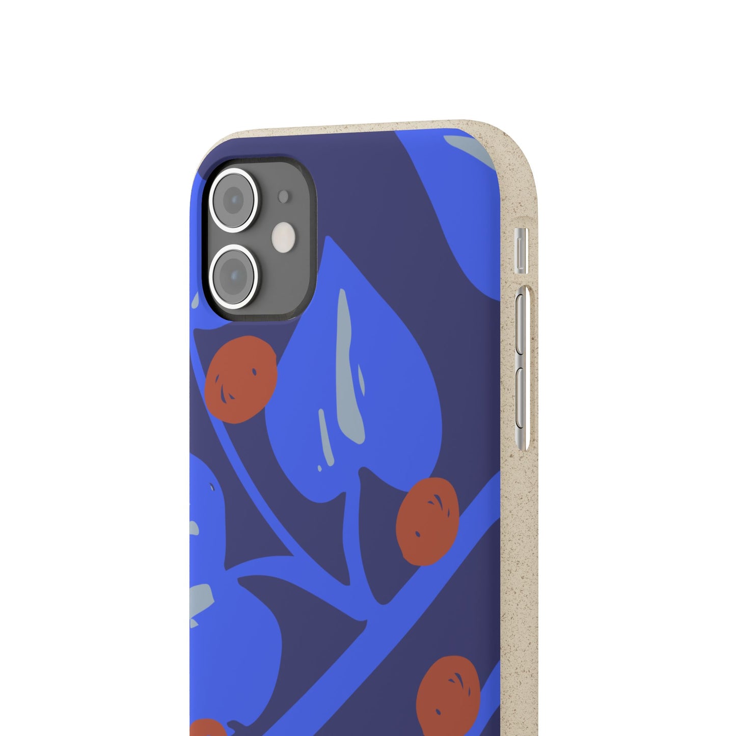 Biodegradable Phone Case — Bold Blue Abstract Floral Berry Design