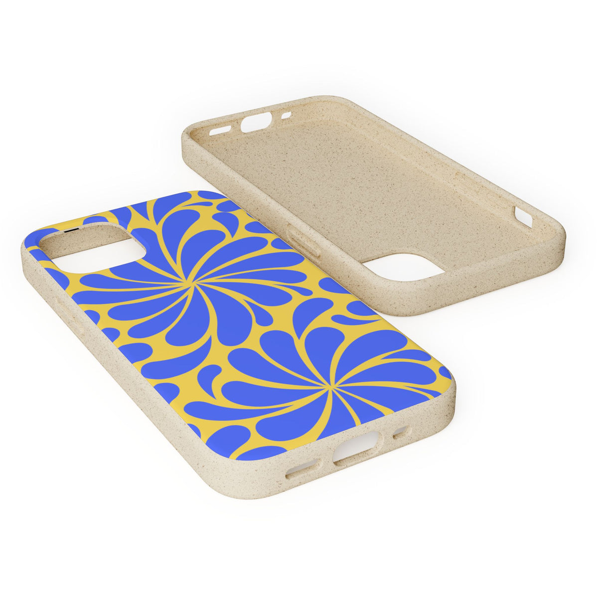 Biodegradable Phone Case — Blue & Yellow Retro Swirl Eco Phone Cover