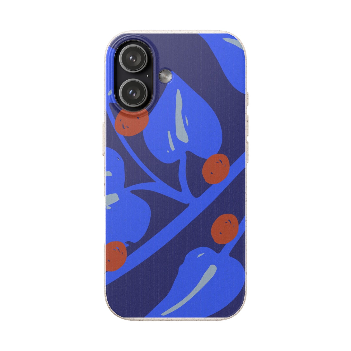 Biodegradable Phone Case — Bold Blue Abstract Floral Berry Design