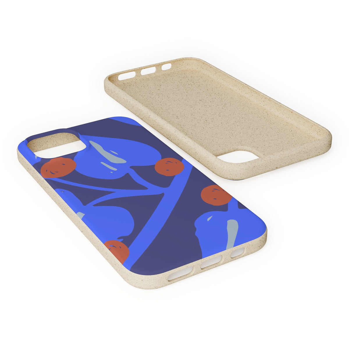Biodegradable Phone Case — Bold Blue Abstract Floral Berry Design