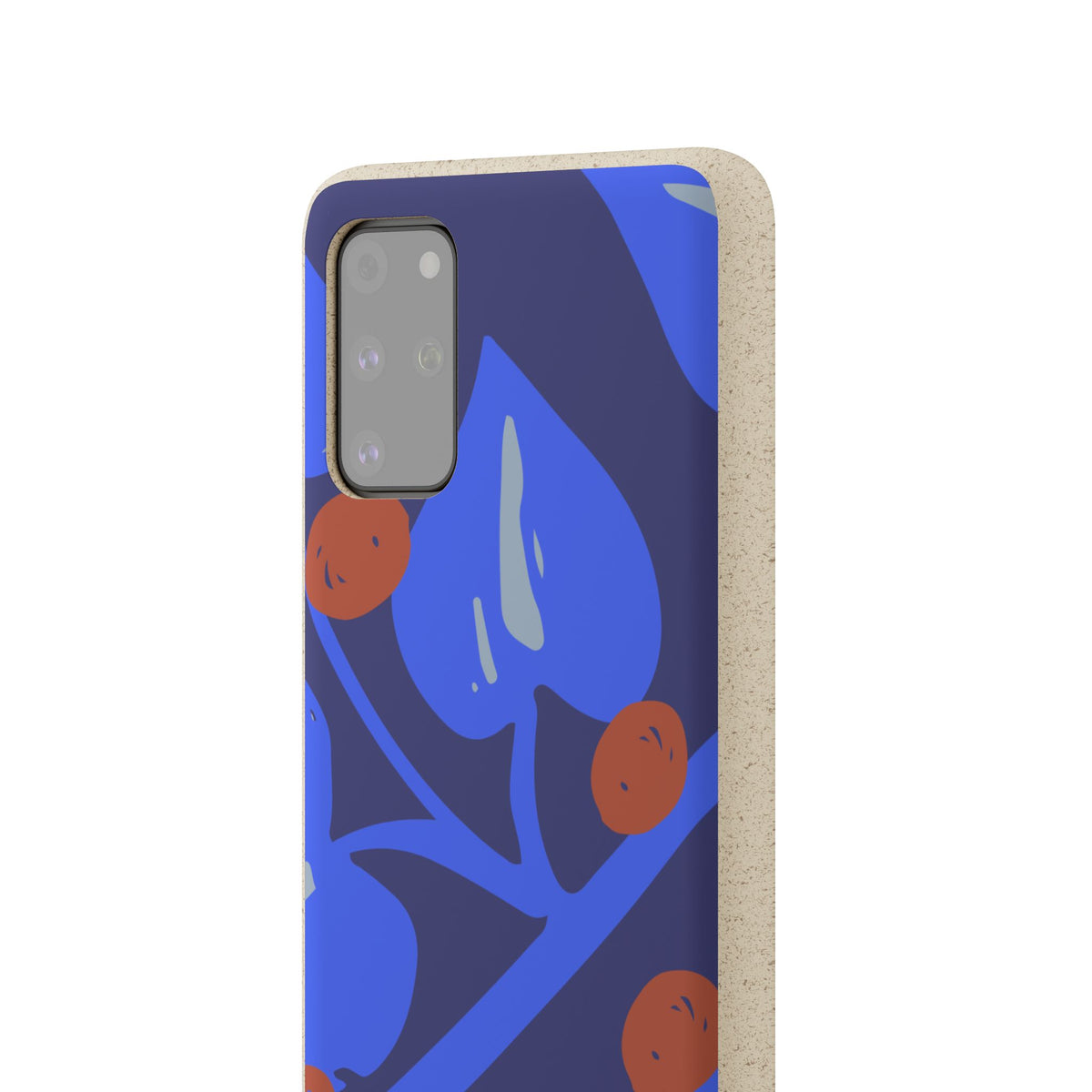 Biodegradable Phone Case — Bold Blue Abstract Floral Berry Design