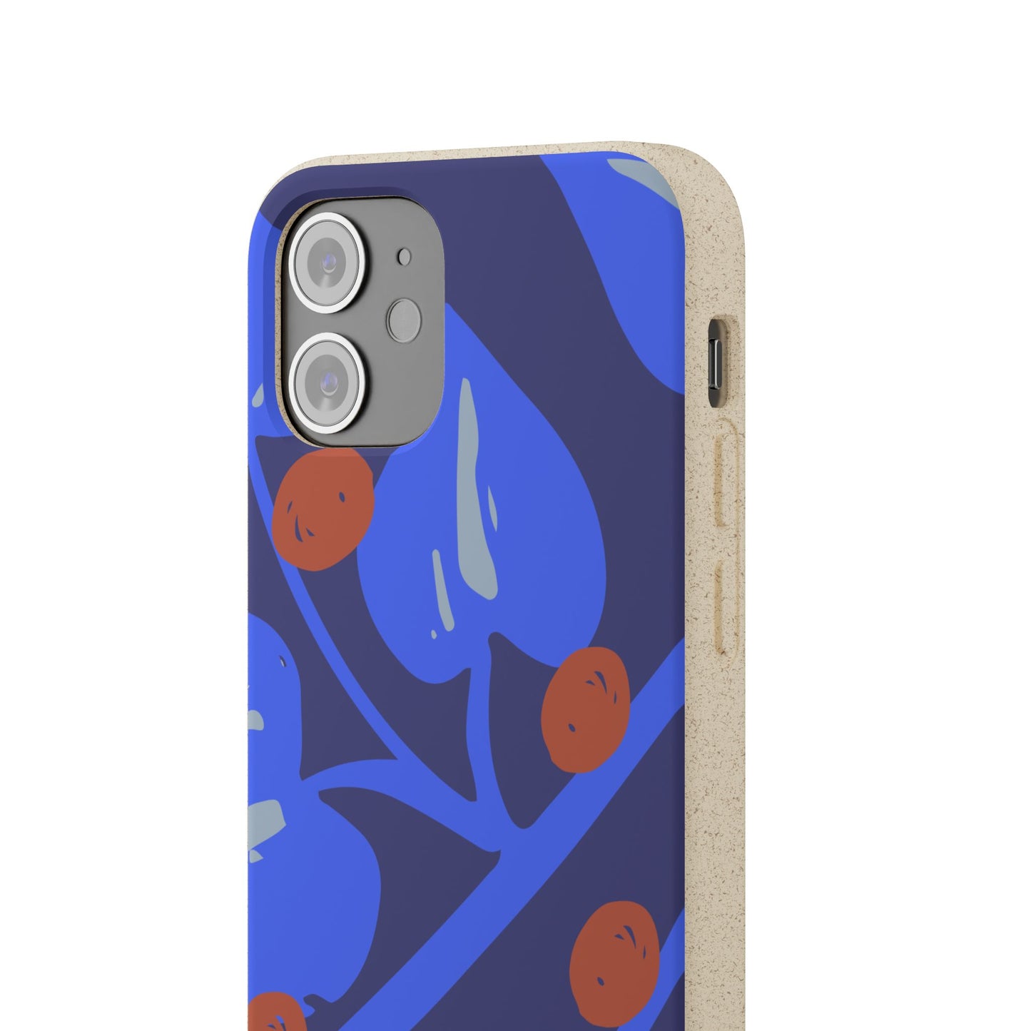Biodegradable Phone Case — Bold Blue Abstract Floral Berry Design