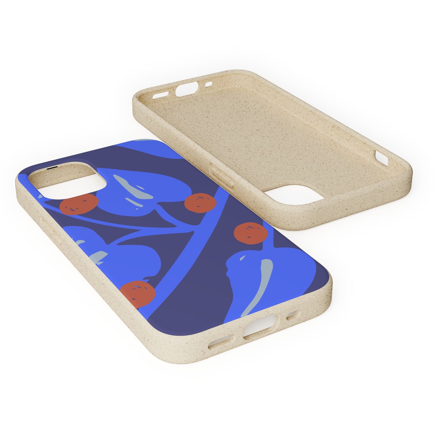 Biodegradable Phone Case — Bold Blue Abstract Floral Berry Design