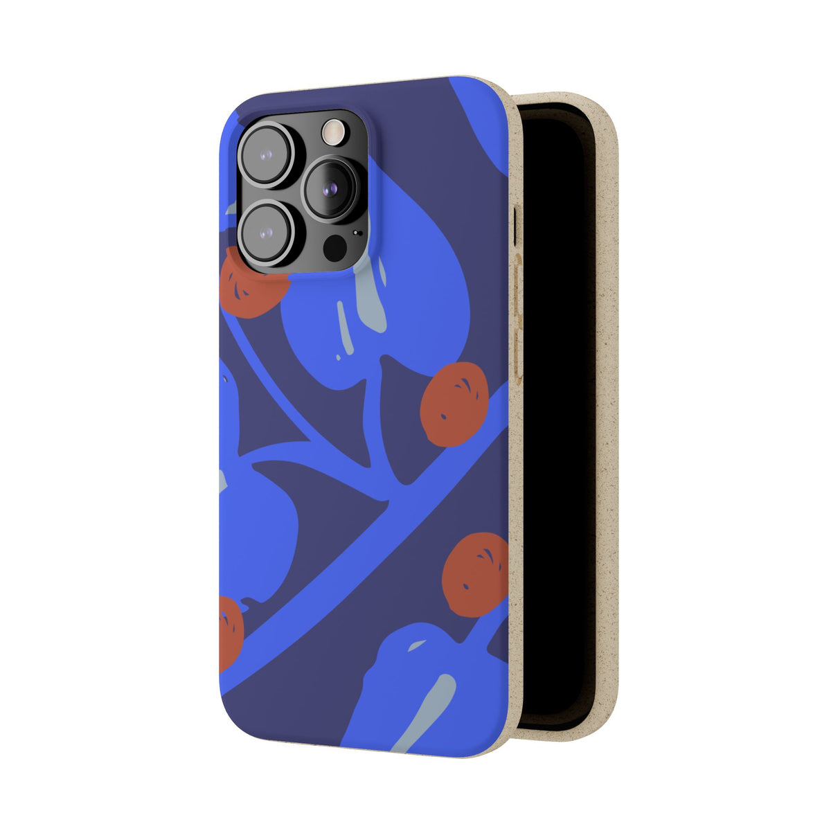 Biodegradable Phone Case — Bold Blue Abstract Floral Berry Design