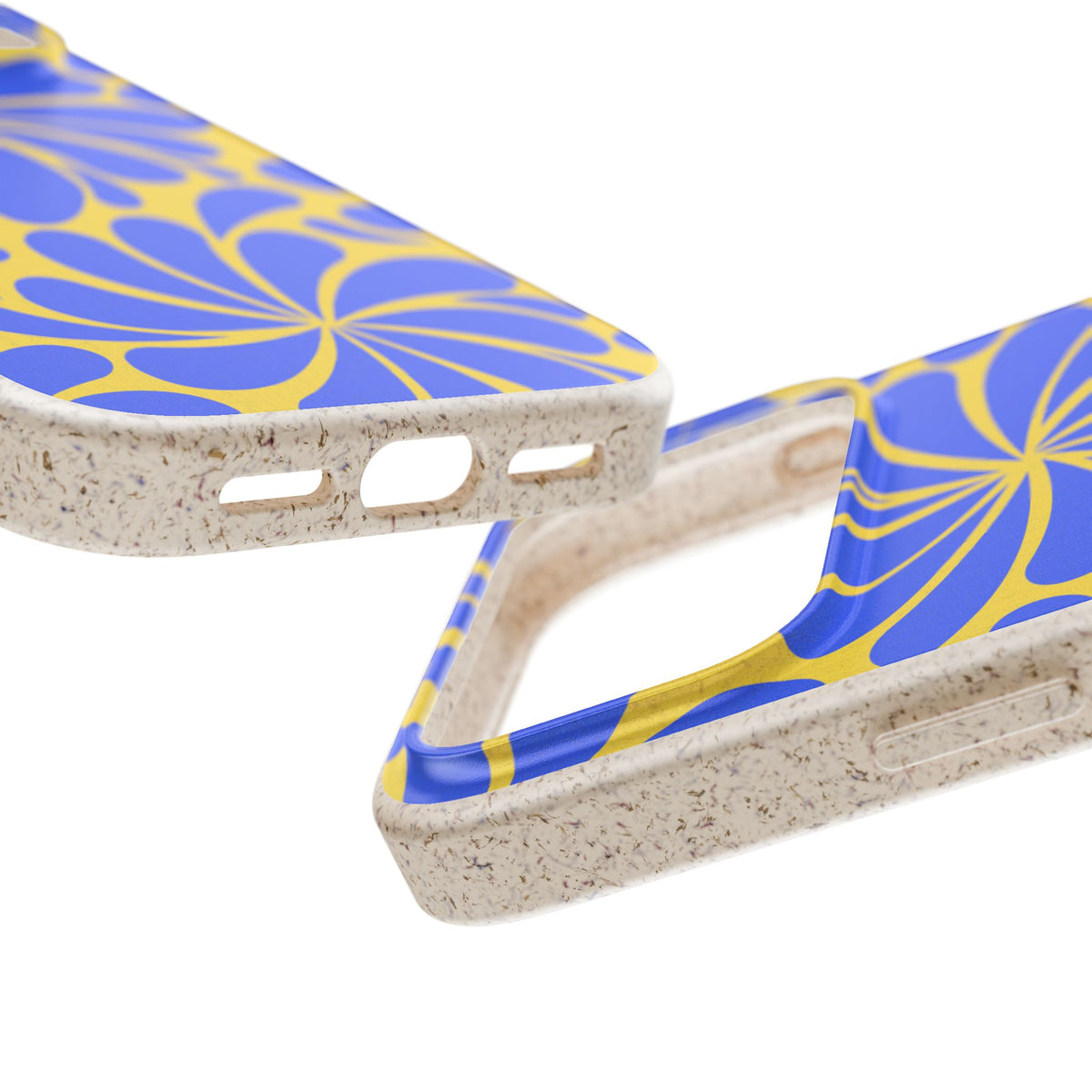 Biodegradable Phone Case — Blue & Yellow Retro Swirl Eco Phone Cover