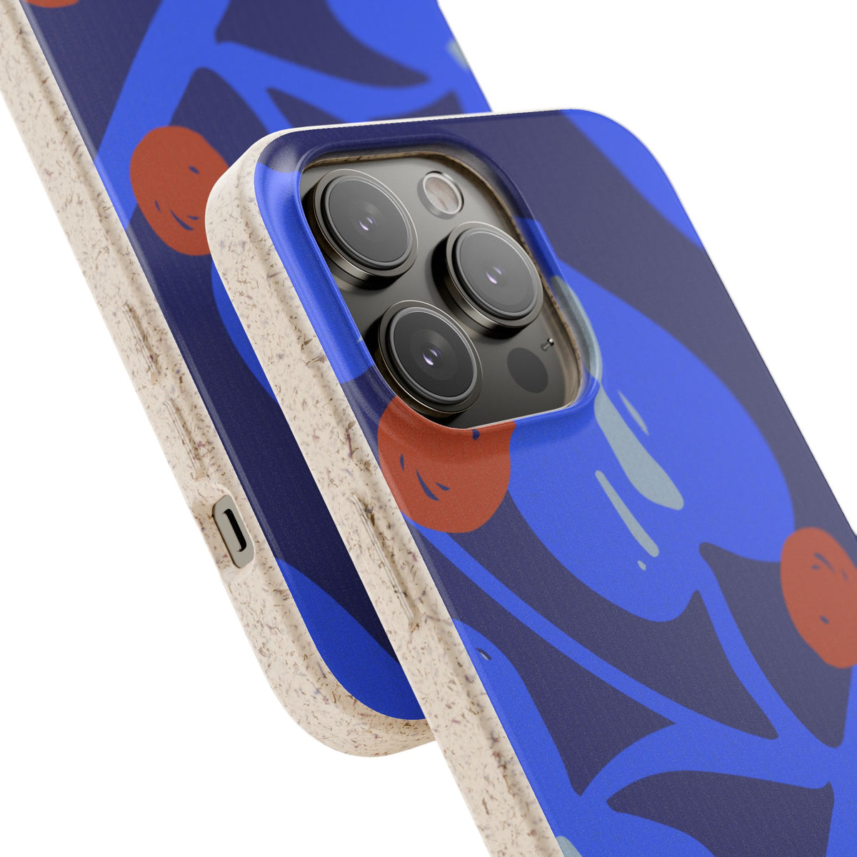 Biodegradable Phone Case — Bold Blue Abstract Floral Berry Design