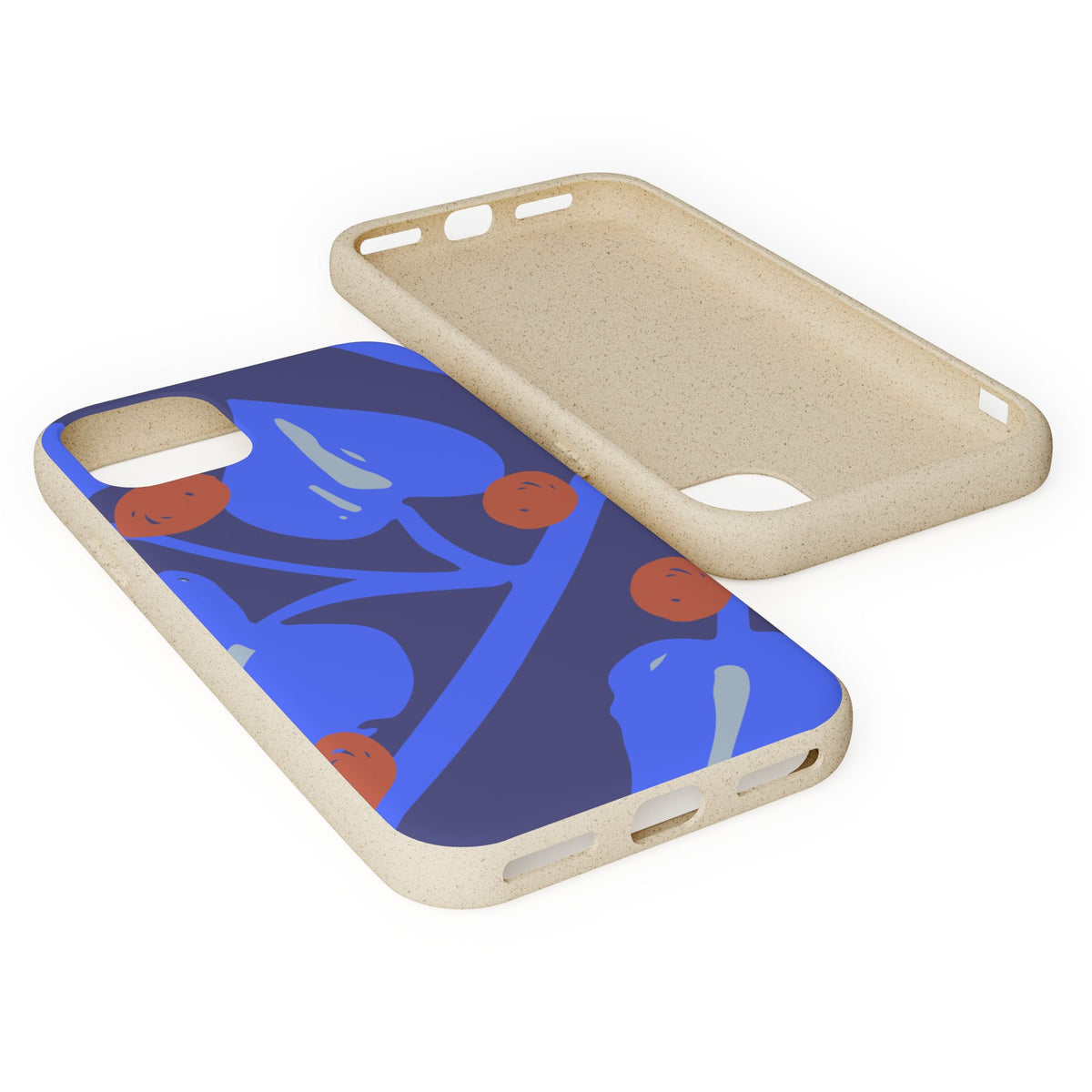 Biodegradable Phone Case — Bold Blue Abstract Floral Berry Design
