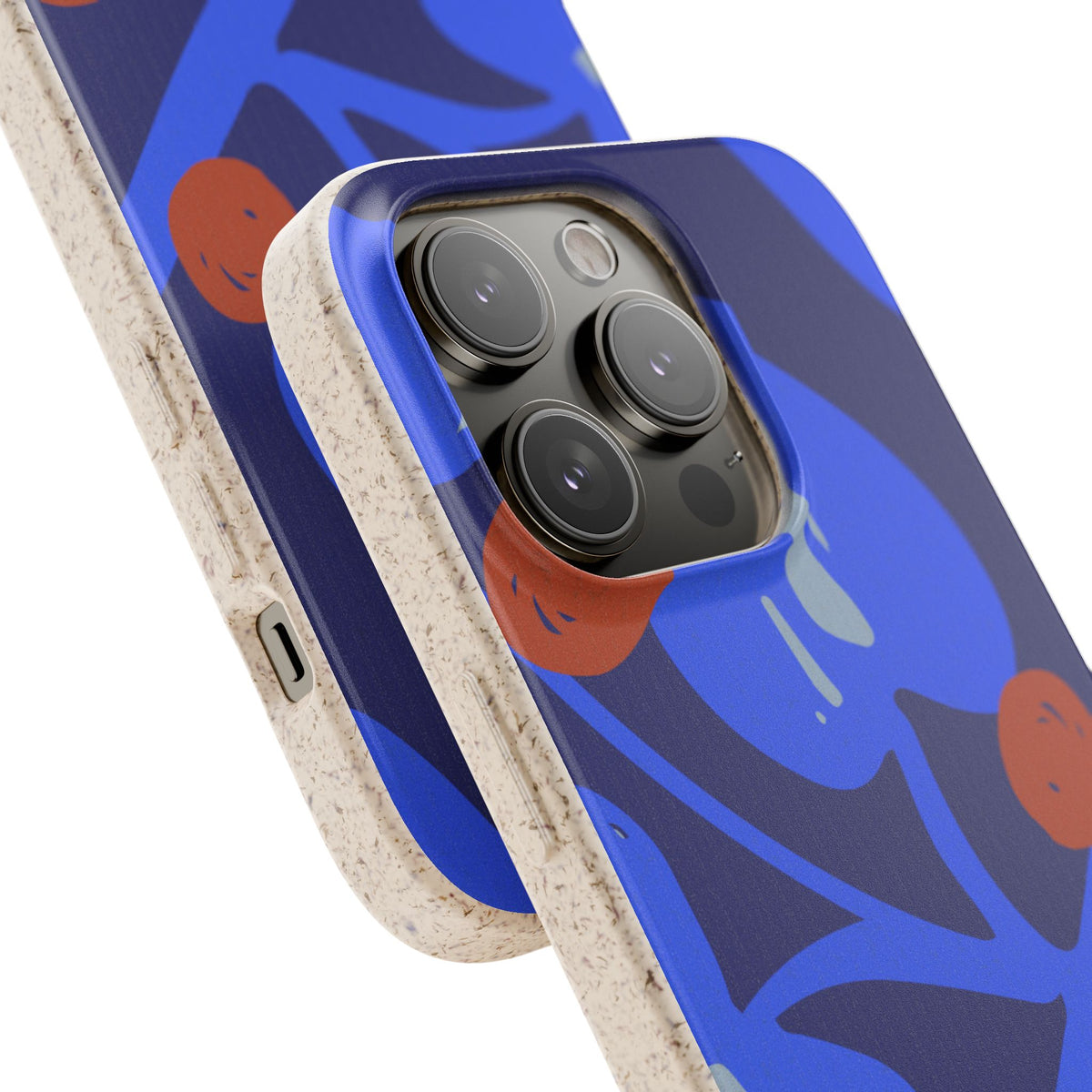 Biodegradable Phone Case — Bold Blue Abstract Floral Berry Design