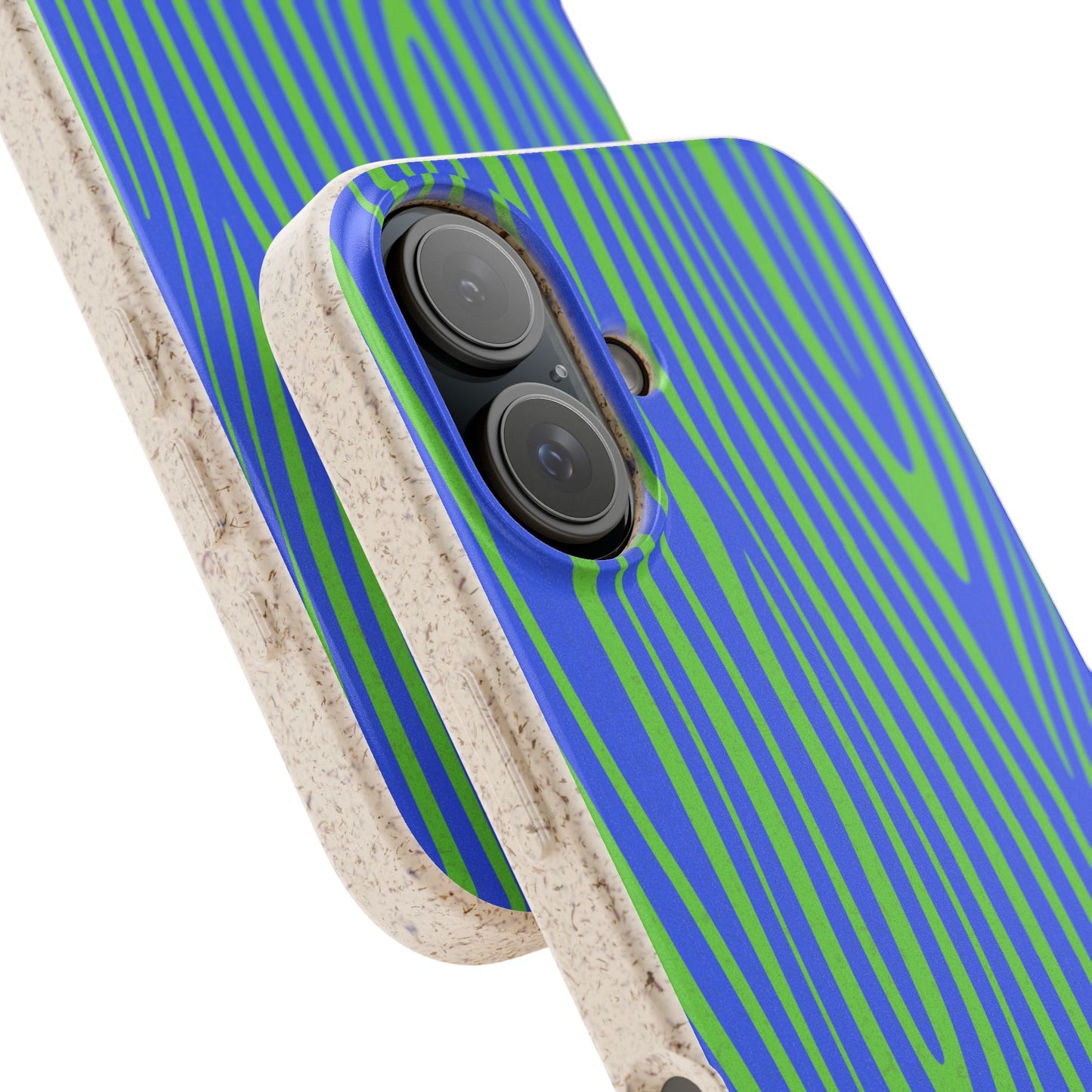 Eco Woodgrain Phone Case — Biodegradable Blue & Green Pattern